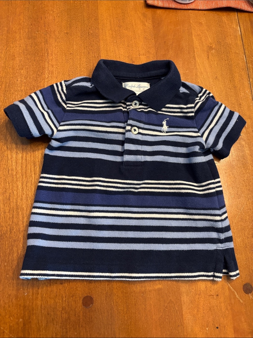 Ralph Lauren Navy & Light Blue Striped Polo Shirt - Kids